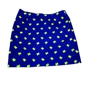 Vintage Briggs NY Navy Frog Print Novelty Stretch Skirt Women's 14 Made in USA
